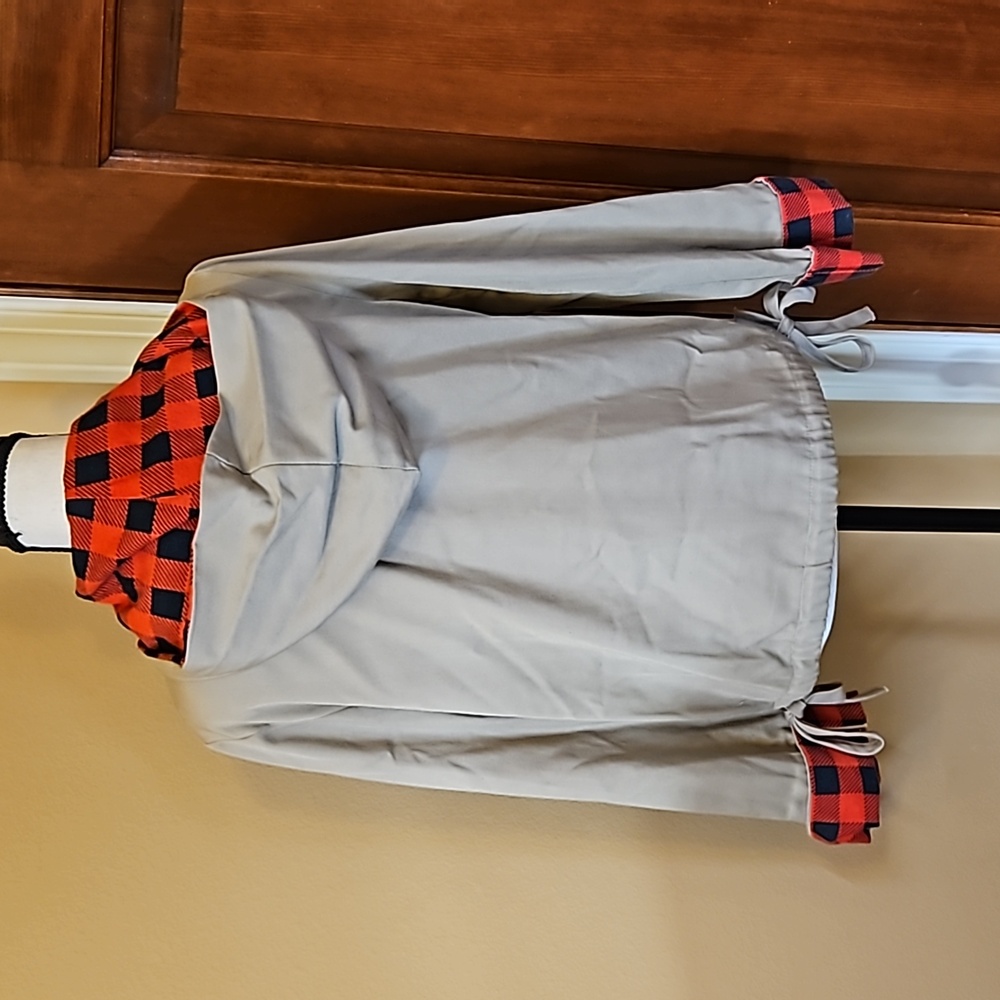 VINTAGE SEARS BAZAAR JACKET 9 JR PLAID TAN RED 70s 80s - Picture 9 of 11